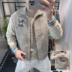 欧洲站高端欧货2025新款格子外套男士休闲夹克重工刺绣美式复古潮