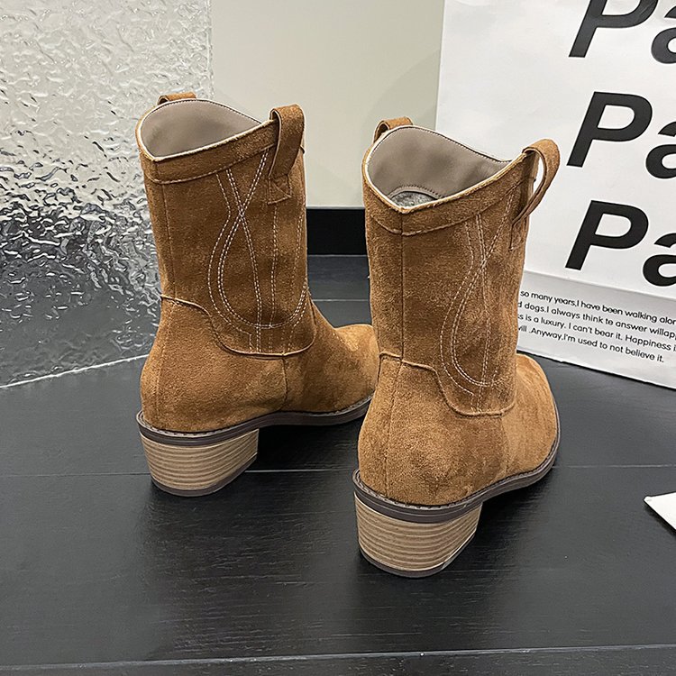 Big size fashion boots female fall and winter new embroidery ethnic style thick heel short boots female_voghion.com