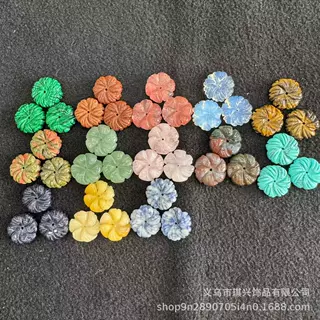 新品20mm天然石水晶粉晶东陵虎眼石中孔玫瑰花diy吊坠饰品配件