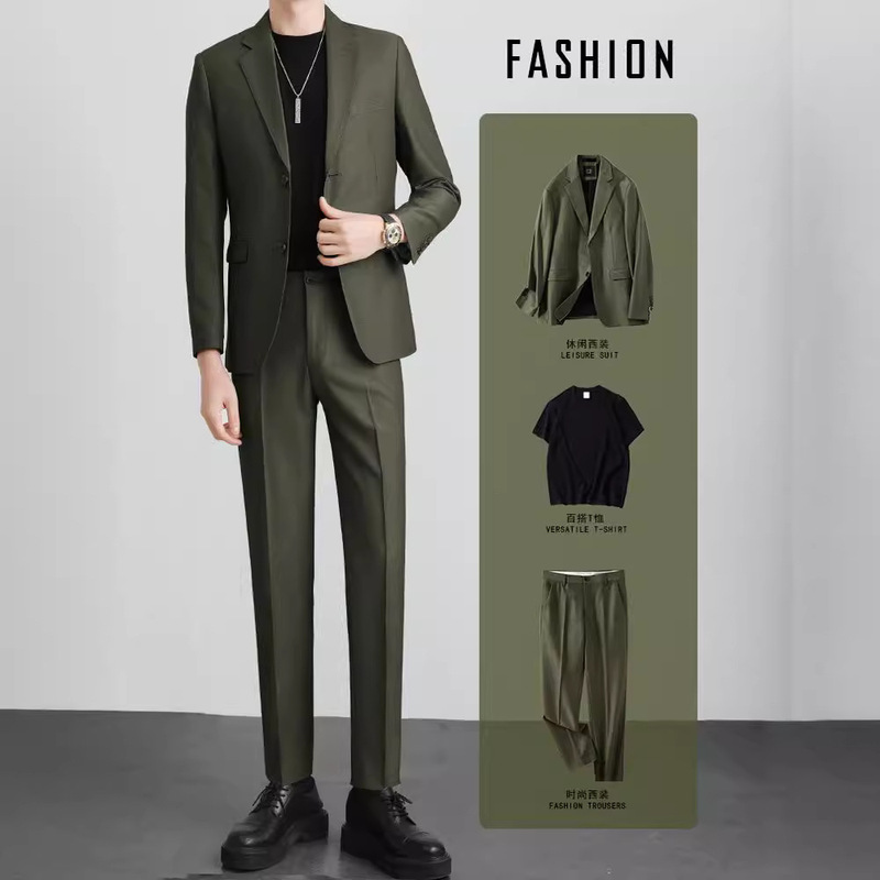High-grade suit suit boys light familiar Korean style casual slim jacket spring and autumn trendy single top single suit pants
