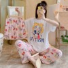 Autumn pijama, set with letters for leisure, storage bag, oversize, Korean style