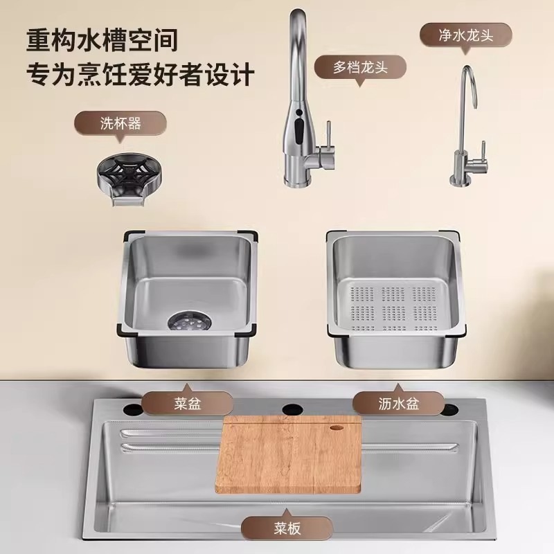 Fregadero Engrosado Panal para Cocina Acero Inoxidable 304 Monocubeta