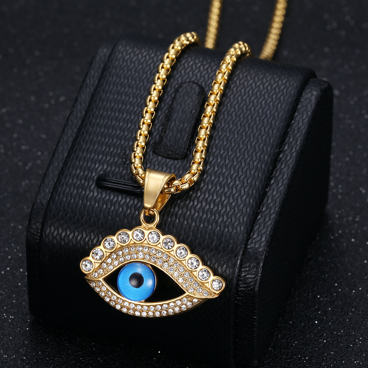 1 Piece Quantity Holiday, Daily Occasion 1 Piece Titanium Steel Rhinestones Devil's Eye Pendant Chain