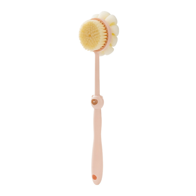 Cepillo de baño de doble cara de mango largo, cepillo de baño de espalda, artefacto mágico para el cuerpo humano con cepillo de bola de baño 2 en 1
