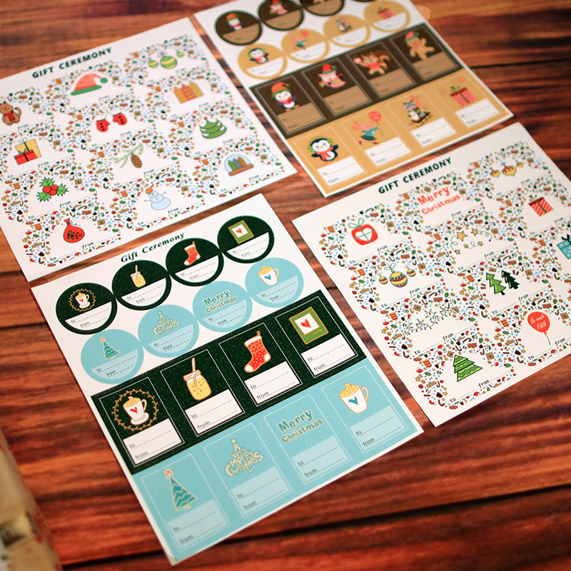 名片贴 不干胶 圣诞节礼物礼品封口贴节日留言贴纸欢乐时光贴片