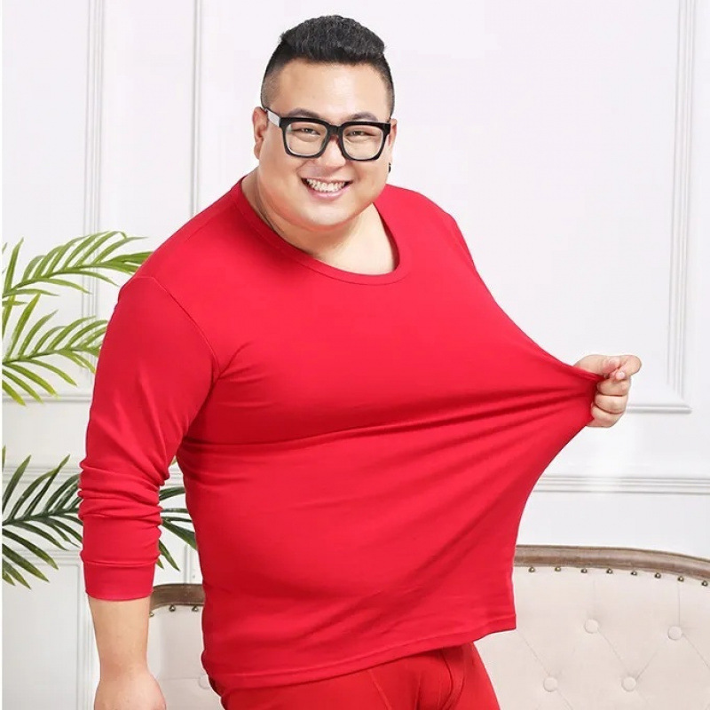 남성 헐렁한 속옷 가을 옷 중년 및 노인 플러스 뚱뚱한 플러스 사이즈 뚱뚱한 사람들의 출생 연도 밝은 빨간색 따뜻한 정장 코튼