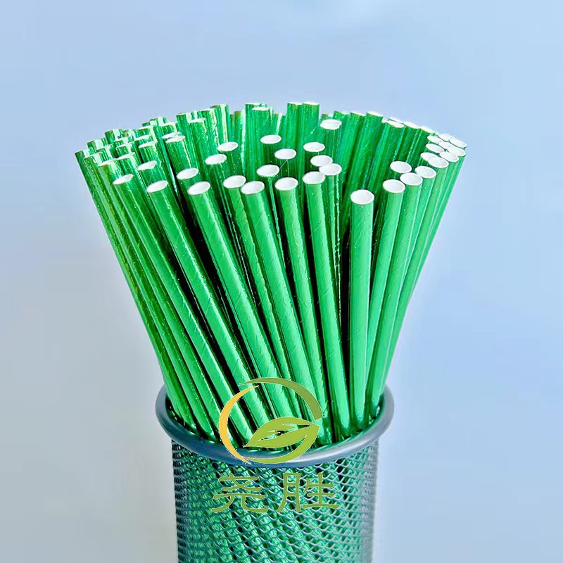 Papel degradable desechable película de paja dorado color papel paja fiesta pastelería decoración bebida paja