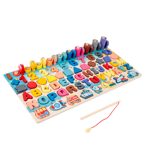 Cross-border wooden multi-functional children's educational toys, toddlers, early education, intellectual development, brain-moving teaching aids, logarithmic board