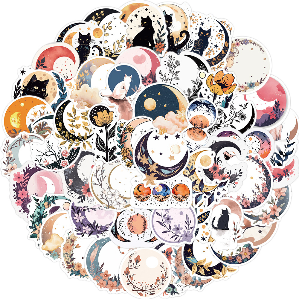 Moon Pattern Cartoon Style Style 1 Set Moon School Pvc Self-adhesive Cartoon Style Stickers