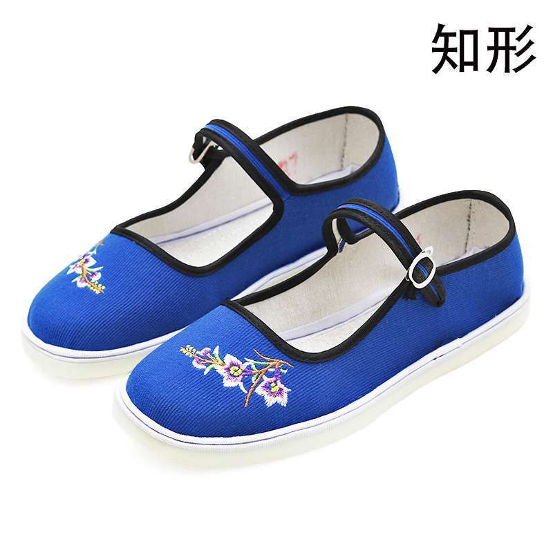 老北布鞋新款女士灯芯绒绣花女鞋子手工一脚蹬千层底结婚布单鞋|undefined