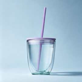 园艺劳作随身双层蛋壳吸管杯户外田间补水大容量防泼洒透明塑料水