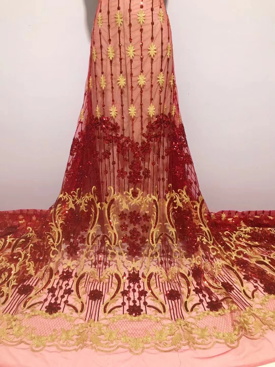 Lentejuelas Tull encaje africano lentejuelas bordado malla encaje tela vestido ropa paño j3834