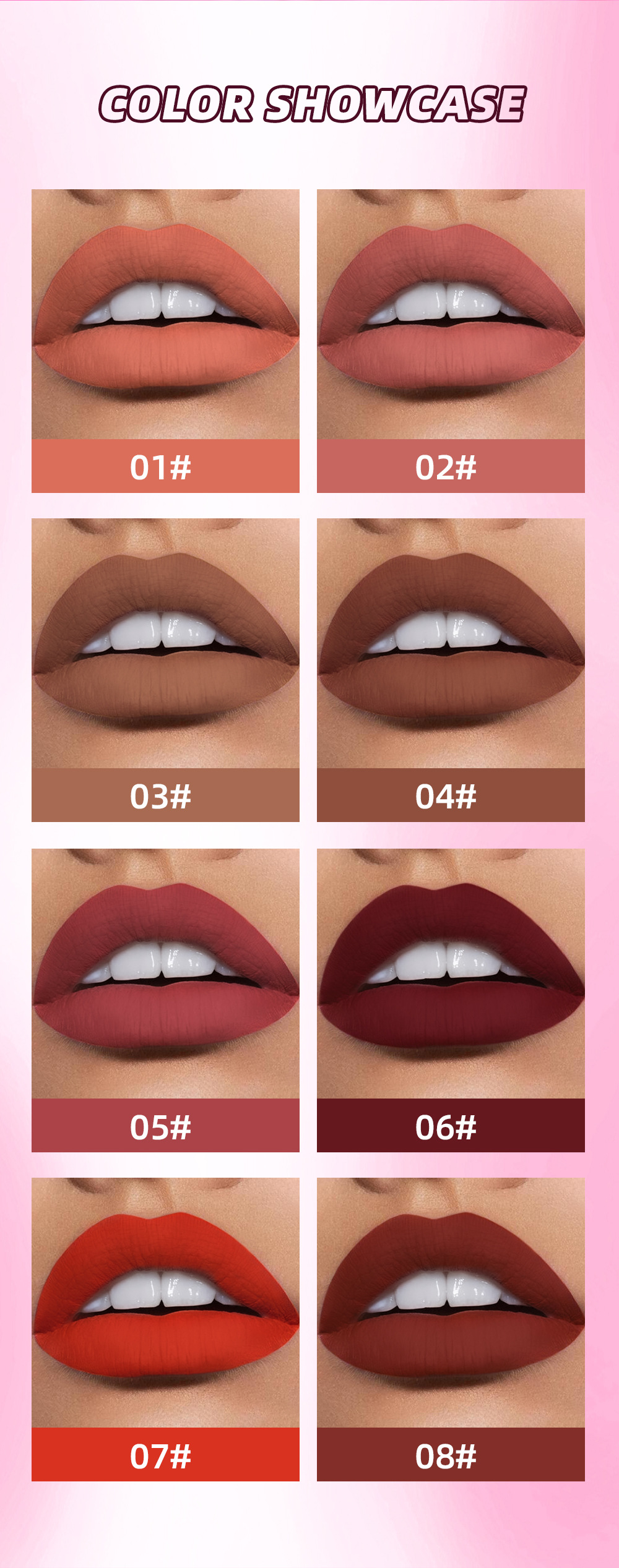 QIBEST Cross-border Smooth matte Lip Gloss, non-stick, non-fading, waterproof, moisturizing and long-lasting matte lip gloss undefined
