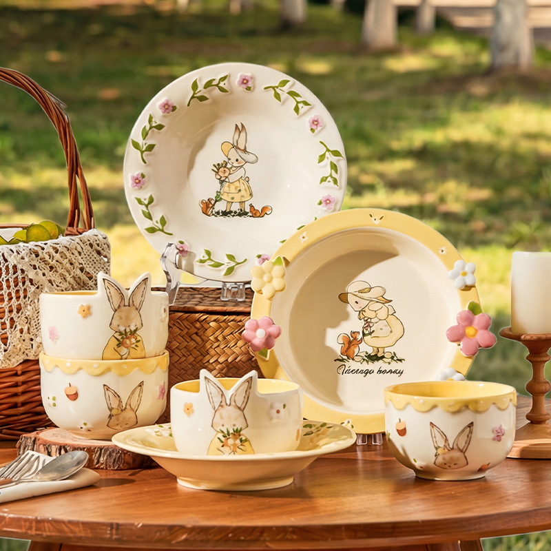 Modern Housewife Hera Rabbit Tableware Set Bowls and Plates for Home Use, New Home, New Marriage, Engagement, Birthday Gift