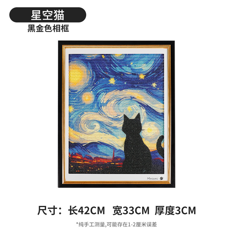 Black Gold Photo Frame - Starry Sky Cat