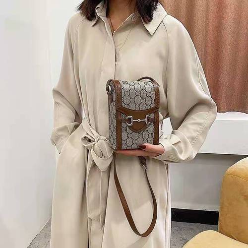 Plastic sealed 1955 women's handbag trendy horseshoe buckle box mobile phone bag printed shoulder crossbody small handbag for women