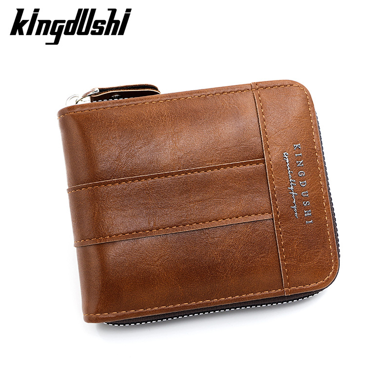Europa y América retro hombre corto bolso de brazaleta de gran capacidad multi-tarjeta bisagra bolso de tarjetas de hombre bolso de cambio