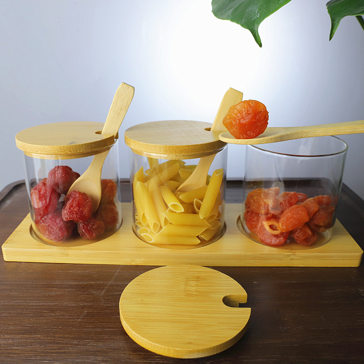 Cocina de almacenamiento vidrio con alto contenido de borosilicato, esencia de pollo, tanque de condimento de sal MSG, tanque de condimento de vidrio transparente para el hogar