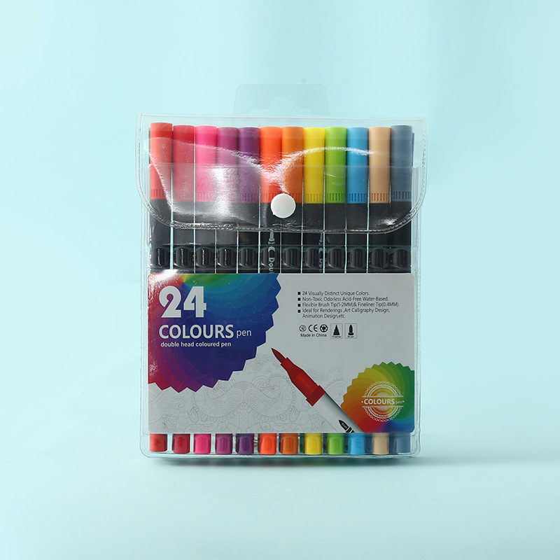 Bolígrafo de acuarela de doble punta, 120 colores, lavable, respetuoso con el medio ambiente, juego de pinceles para niños, pintura artística para estudiantes, bolígrafo de línea de gancho a base de agua