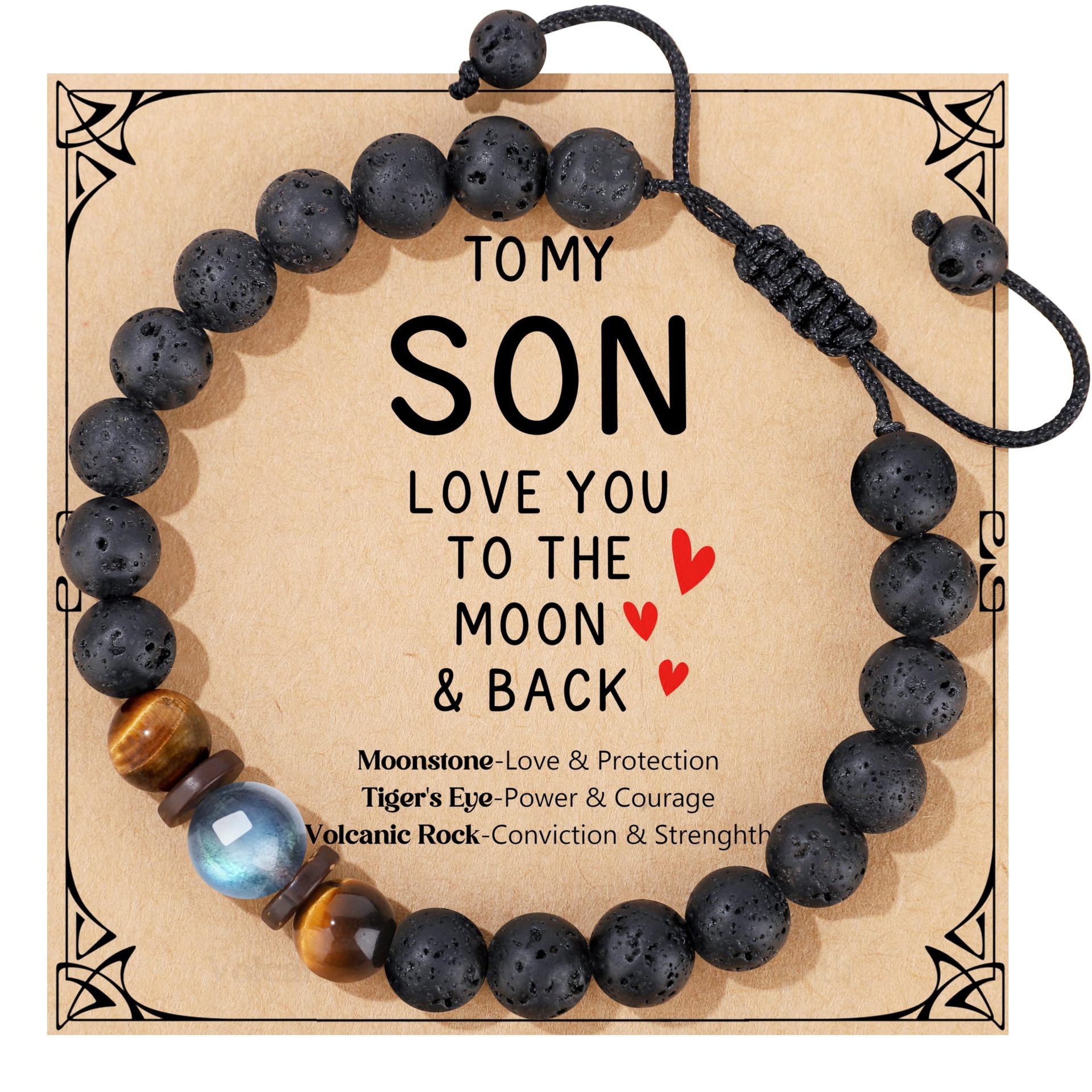 Black Volcanic Stone Braided Bracelet Tiger Eye Bracelet Women's Creative Gift Handmade 8mm Moonstone Bracelet for Men and Women