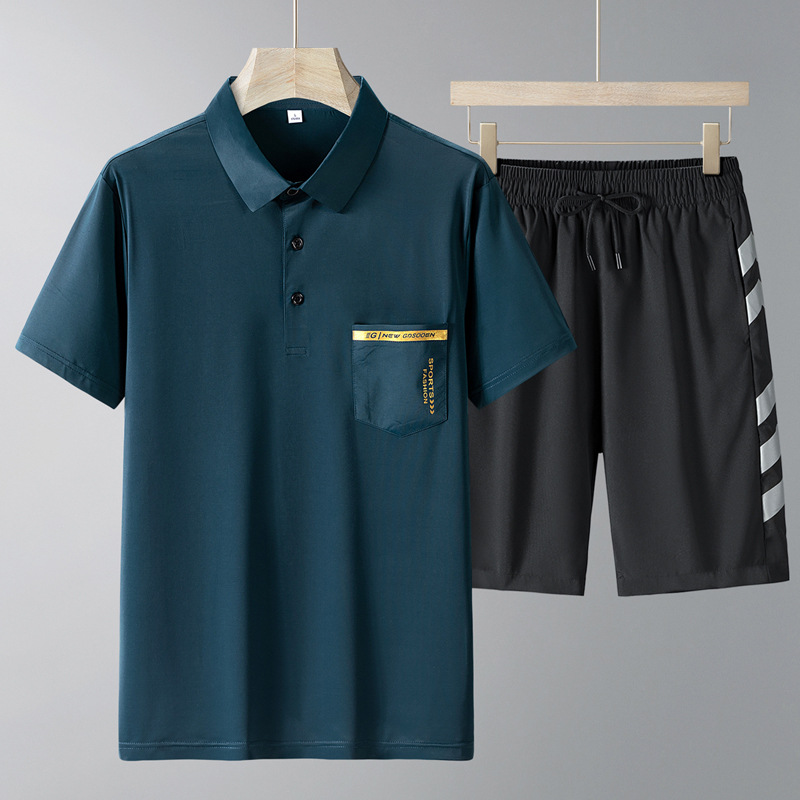 Papa, traje de verano, camiseta de mangas cortas, 2025 nuevo traje deportivo de mediana edad, pantalones cortos casuales para hombres, ropa de verano
