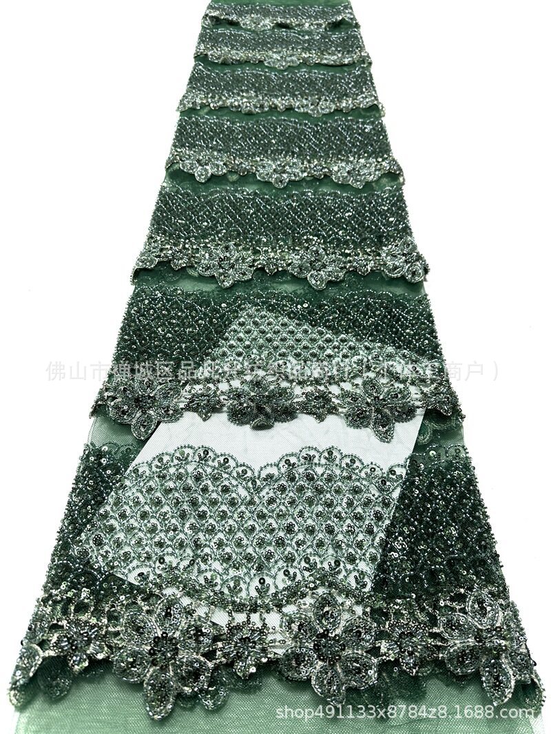 Nuevo estereoscópico 3D decalco manual cuentas tubo bordado tela de moda europea y americana vestido de boda vestido de cena tela