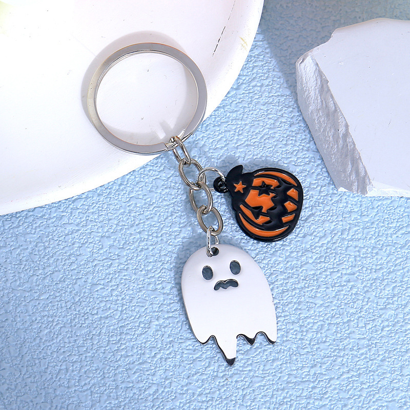欧米のハロウィンのかぼちゃの小さい幽霊のキーホルダーはステンレスの自動車のキーチェーンのリュックサックを掛けて小さい贈り物を飾ります。|undefined