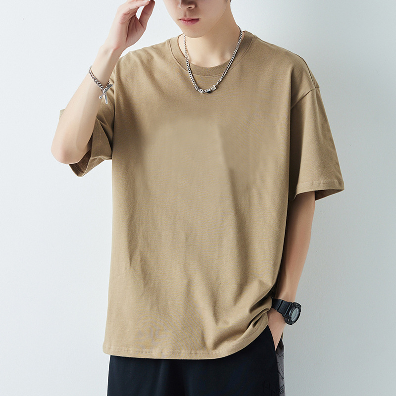 Men's fashion brand short sleeved T-shirt basic solid color_voghion.com