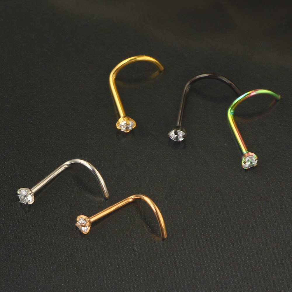 Fashion Geometric Stainless Steel Inlay Nose studs 1 Piece