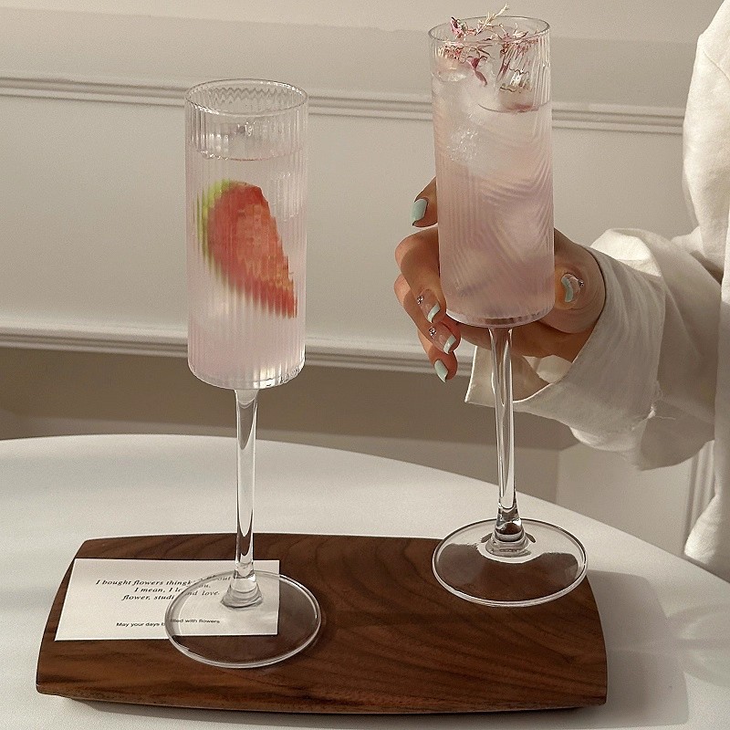 Spring Maple Retro Bubble Wine Cups in Champagne Francés Vaso de vino Vaso de vidrio alto soplado a mano nicho