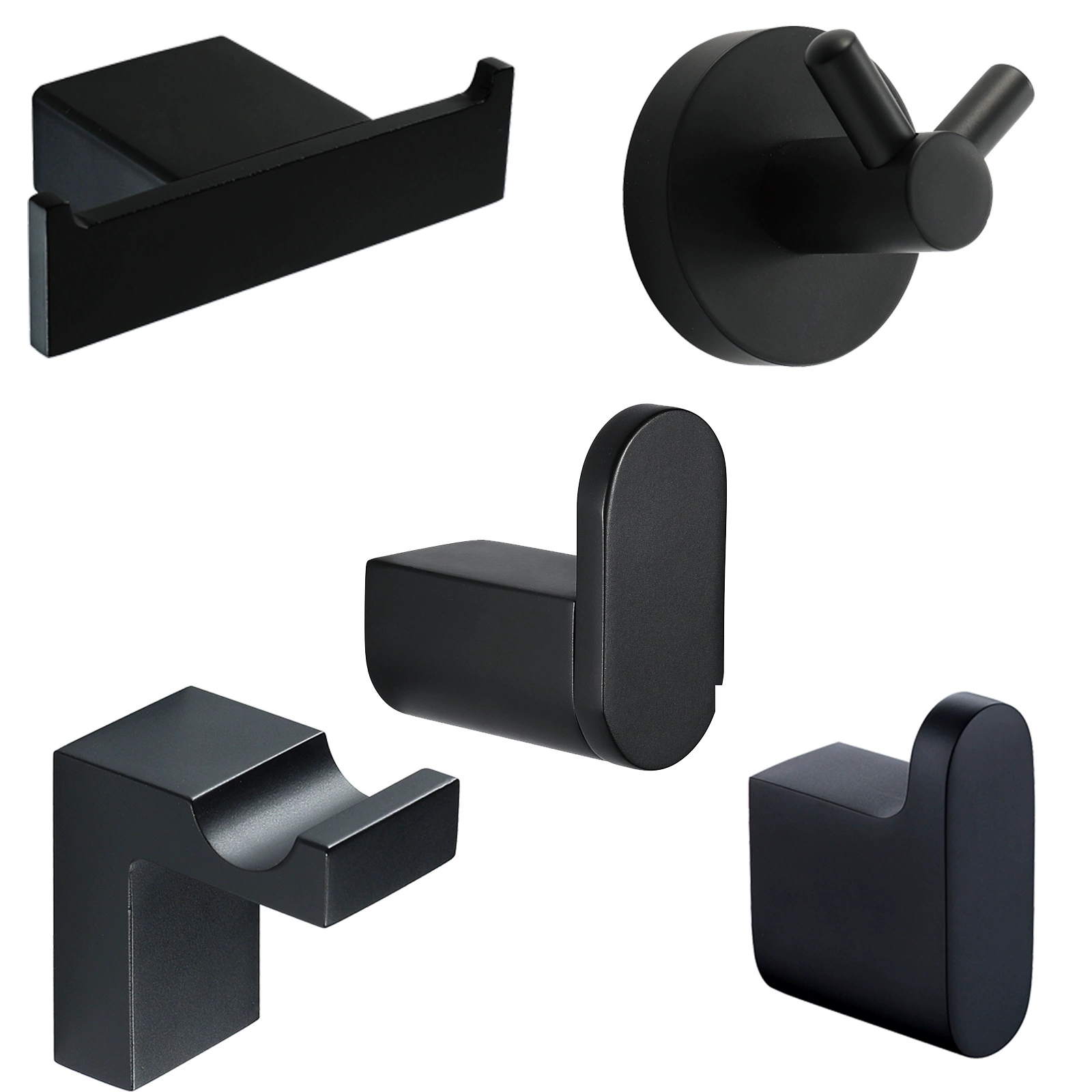 Черный крючок из нержавеющей стали, инженерный крючок для ванной комнаты, двойной крючок для одежды, перфорированный крючок для ванной комнаты, черный крючок для одежды