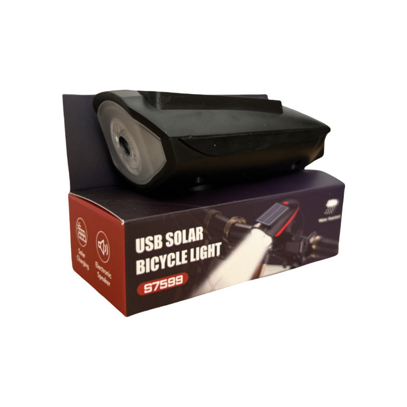 Bicicleta de montaña carga solar buzina lámpara cargable faro impermeable luz fuerte equipo de viaje nocturno super brillante
