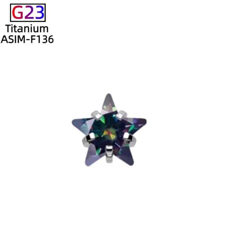 G23 Titanium Star Zircon Ear Cartilage Stud Lip Nail Piercing Jewelry Fashion Ear Accessories detail image 7