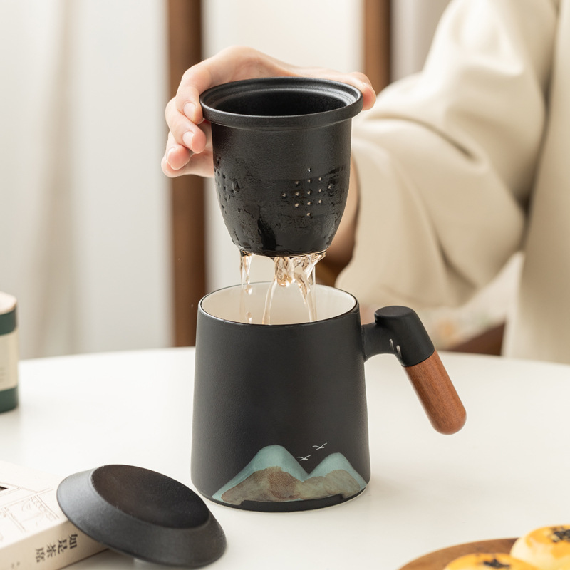 Taza de cerámica de tres piezas juego de regalos de negocios aniversario de la compañía PR regalos de mano logotipo tallado