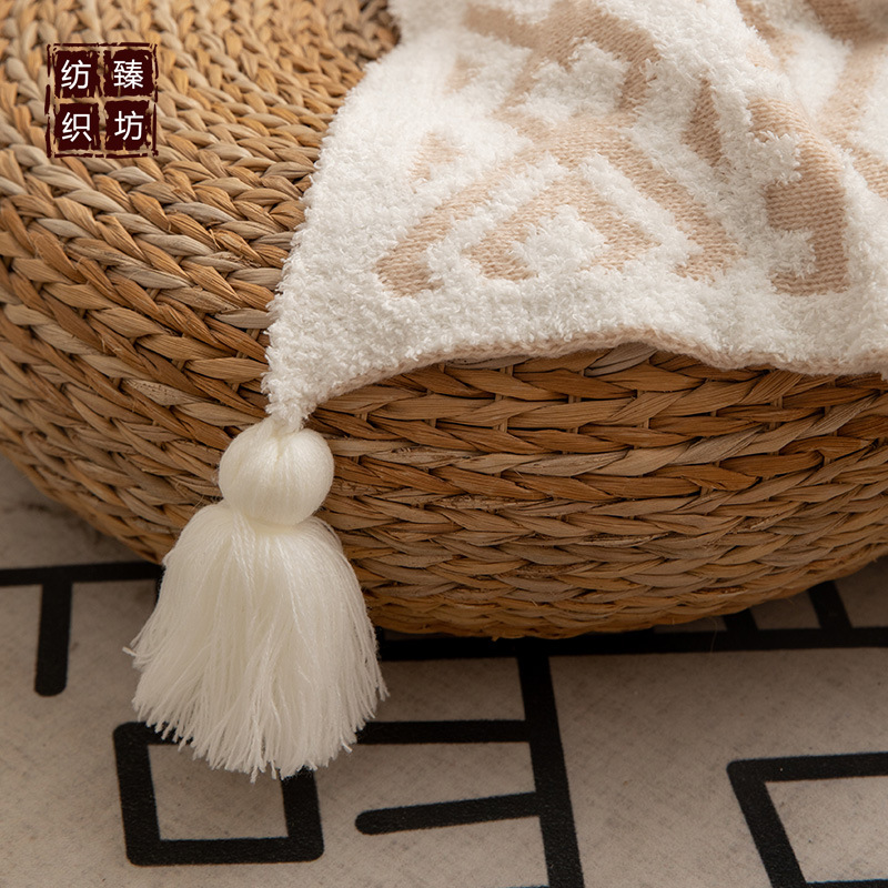 波西米亚半边绒针织盖毯 床毯沙发毯 办公午休毯 拍照道具