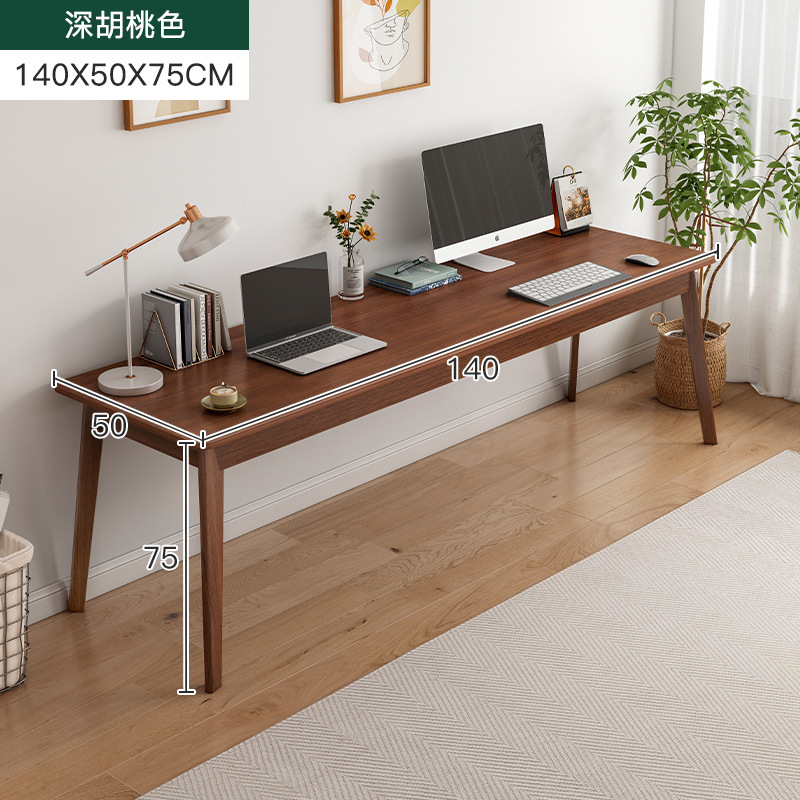 Mesa larga de madera maciza pierna doble escritorio simple oficina escritorio de la computadora hogar pared estrecha Mesa estudiante dormitorio Escritorio