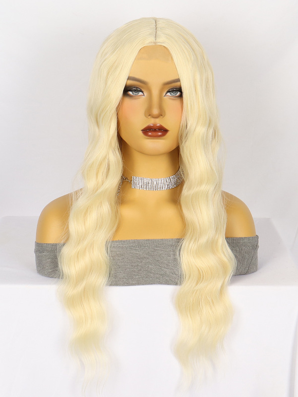 アマゾンの新しい茶色のロングストレートヘアビッグウェーブロングカーリーヘア化学繊維フロントレースレディースウィッグヘッドギア小スポット|undefined
