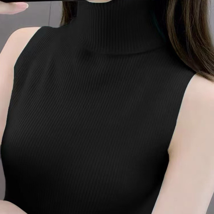 High-Neck Knitted Vest for Women, New Summer Style Sleeveless Inner Slimming Top, High-End Knitted Sweater