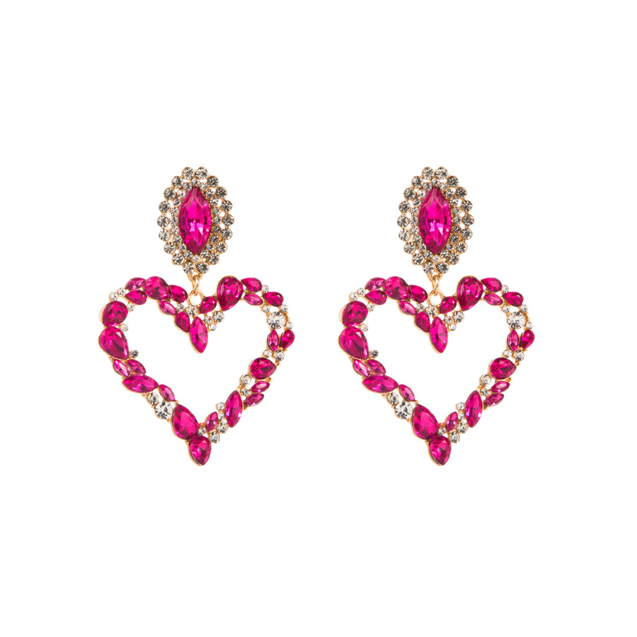 1 Pair Sweet Simple Style Heart Shape Hollow Out Inlay Alloy Rhinestones Drop Earrings display picture 4
