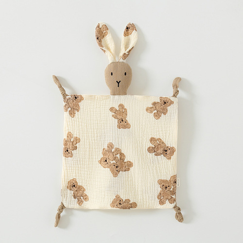 Soothing towel, baby can be imported, pure cotton doll, baby's sleep artifact, hug and sleep toy, toddler chewable hand puppet