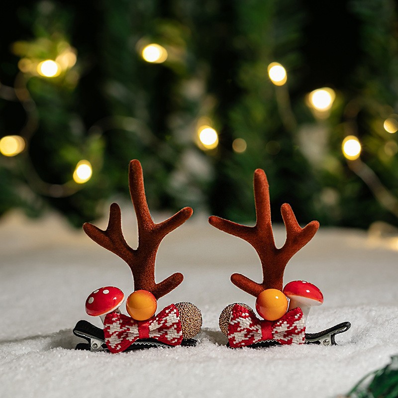 Adorable cabello de Navidad corno de ciervo cinco estrellas cabeza de banda de cabello de Navidad para niños corpos de cabello de decoración accesorios clipes de cabello