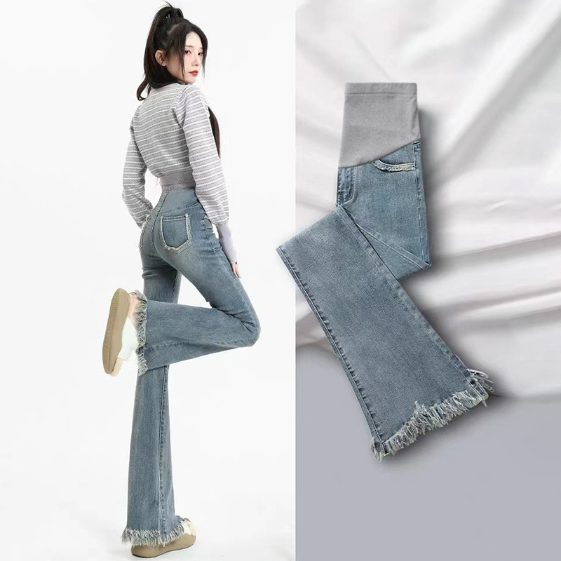 New High Stretch Pregnant Women's Micro-flared Pants Spring, Autumn and Winter Jeans Slim-fit Outer Wear Slimming Abdominal Pants