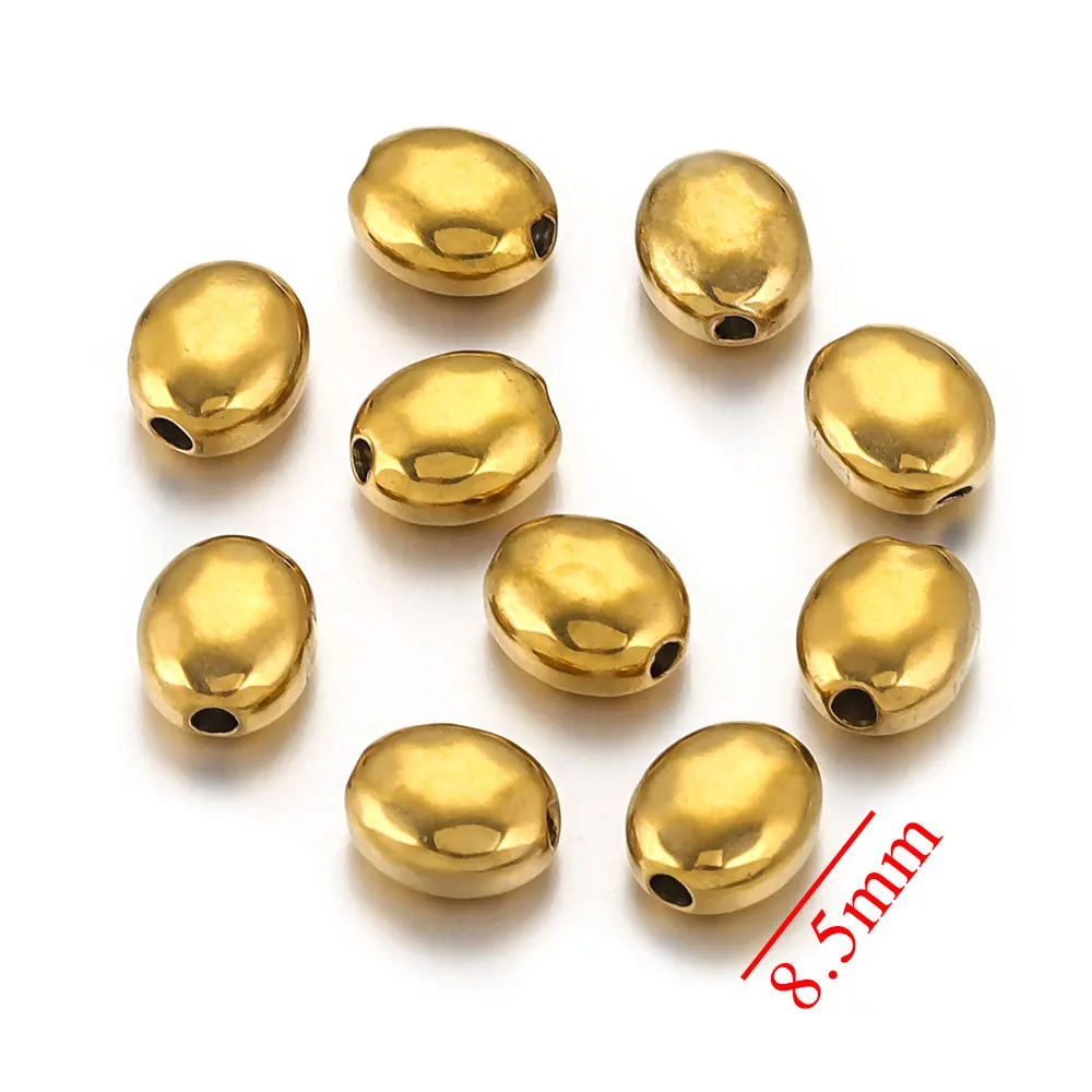 Acero inoxidable oval gota cuentas curvadas perlas de vacío chapado en oro espaciador perlas de posicionamiento bricolaje accesorios de la joyería perlas