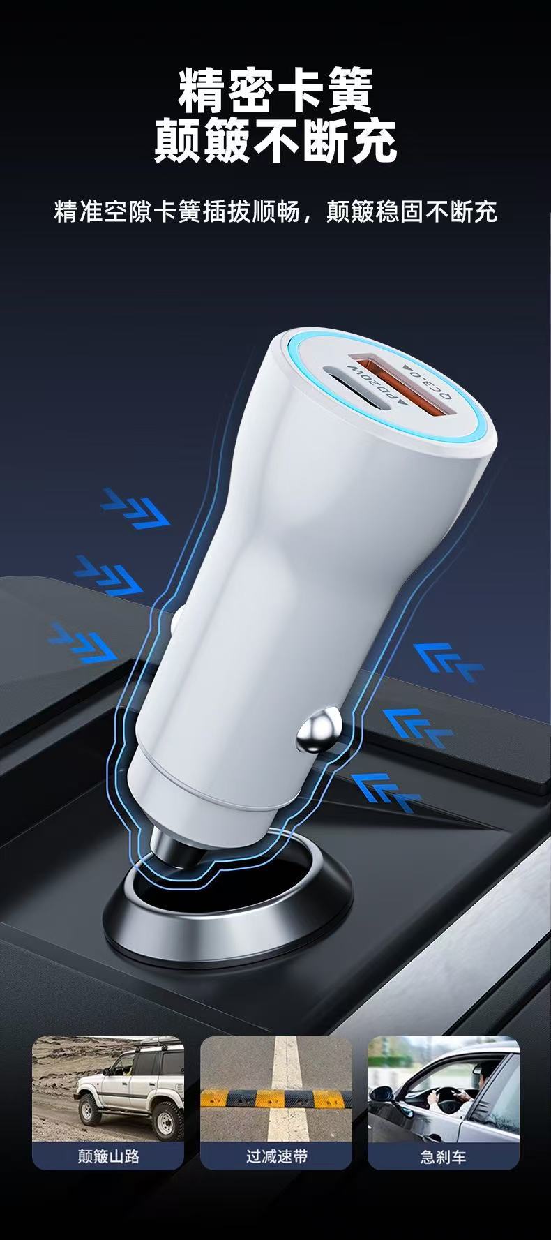 Cross-border super-fast charging multi-functional cigarette lighter adapter, dual-port, full-protocol 66W car charger