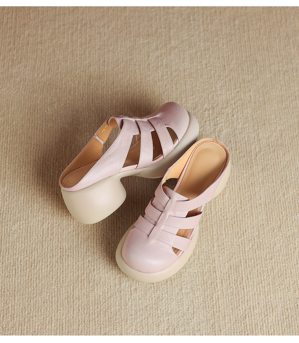 Sandal cao gót nữ mũi hở phong cách La Mã đế dày 6 cm — đen chi tiết 23