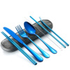 Handheld street tableware stainless steel, straw, chopsticks, silica gel set, Amazon