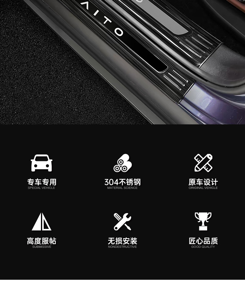Suitable for the New Aito M9 Threshold Strip Modification, Huawei Aito M7 Stainless Steel Welcome Pedal Interior Decoration Accessories