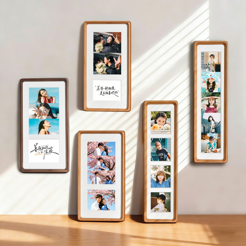 Solid Wood Photo Frame with Rounded Corners, Mortise and Tenon Joint, Triple g Style Tabletop Picture Frame, New Chinese Style Photo Frame for Couples' Wedding Photos