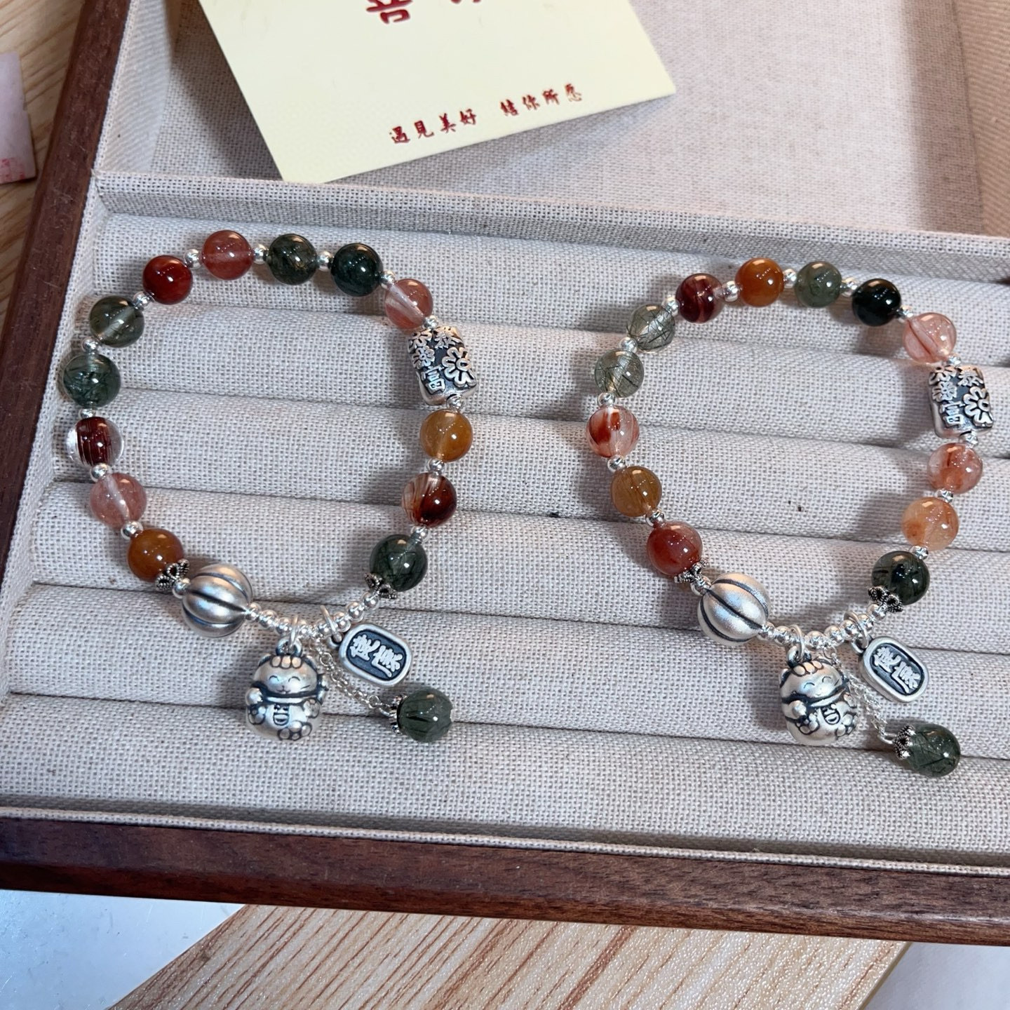 玛瑙国饰品新中式唐卡手串女佛珠糖心藏银文玩复古风民族风风景区