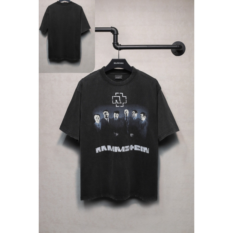 25ssクロスボーダー高品質タワーテーププリントレタードダメージ半袖Tシャツゆったり万能ワンピース卸売|undefined